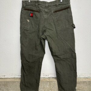 Wrangler Riggs Olive Green Pants 38 x 30